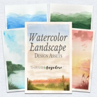 Watercolor Landscapes Design Assets