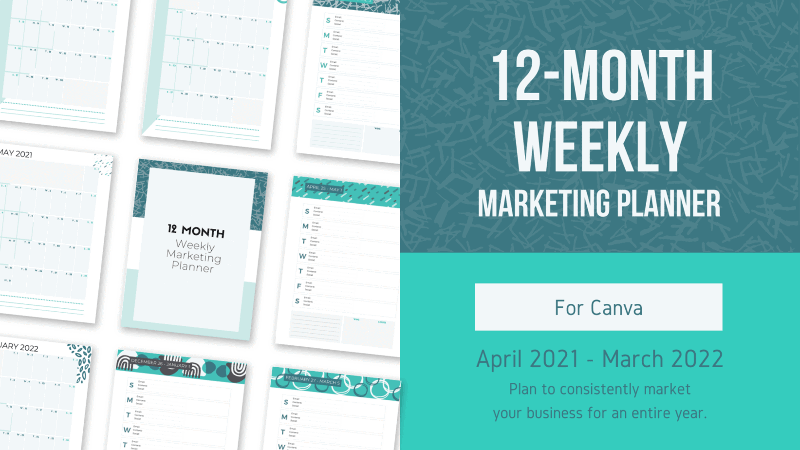 12Month Weekly Marketing Planner Canva Template Thrive Anywhere